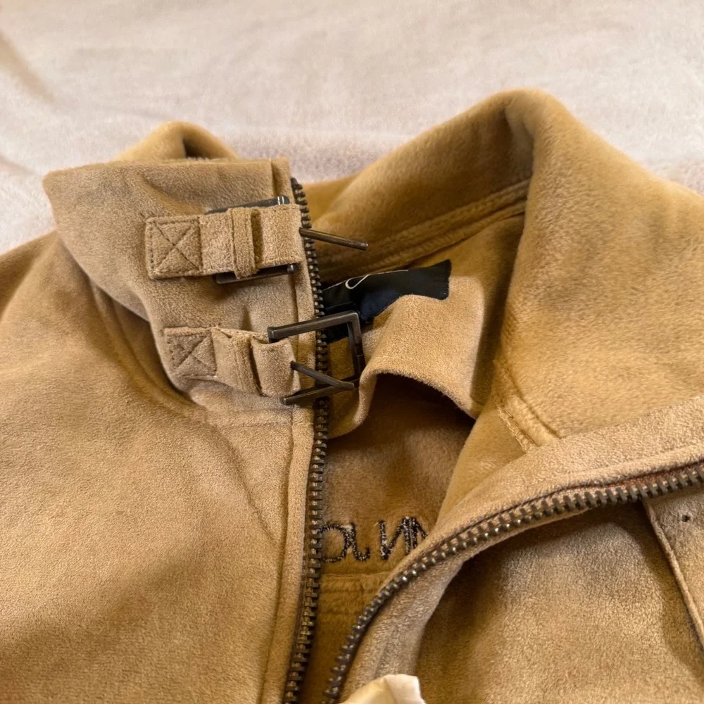 Sean John Tan Faux Suede Utility Bomber Jacket Streetwear Hip Hop Y2K Sz XXL